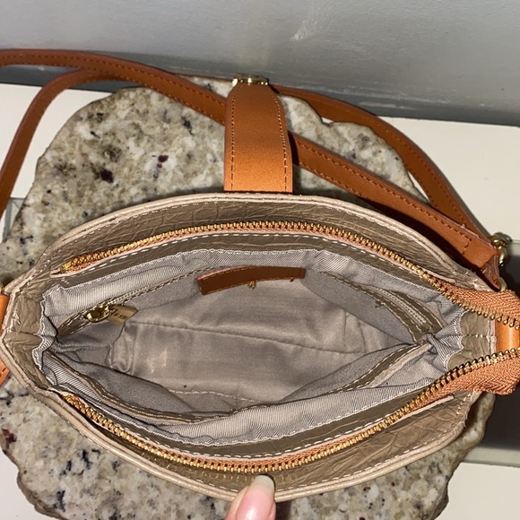 Valentina Genuine Leather Taupe Croc Embossed Crossbody Purse-Made in Italy - Picture 10 of 15